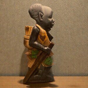 Vtg African Tribal  Folk Art Hand Carved One-sided Tribal Art Decor Rare Ghana